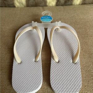 New Womens Sun & Sky Beachwear Flip Flops White Sizes 5-6